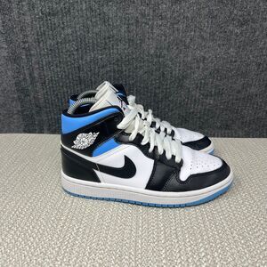Nike Air Jordan 1 Mid University Blue Black White Shoes Women’s 6 BQ6472-102